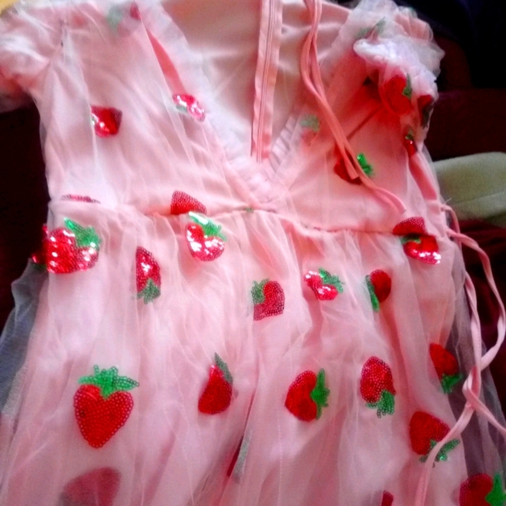 Red sequins strawberry dress